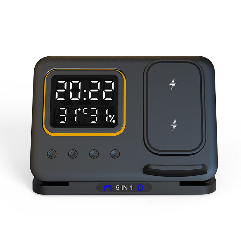 15W 5 In 1 LED Digital Alarm Clock Fast Charging Dock Station